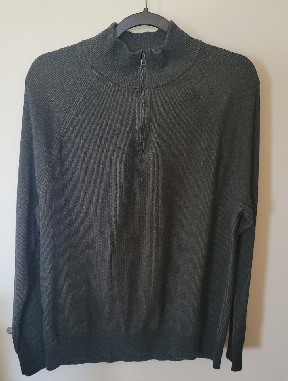 Banana Republic Men's Dark Charcoal Quarter-Zip Sweater